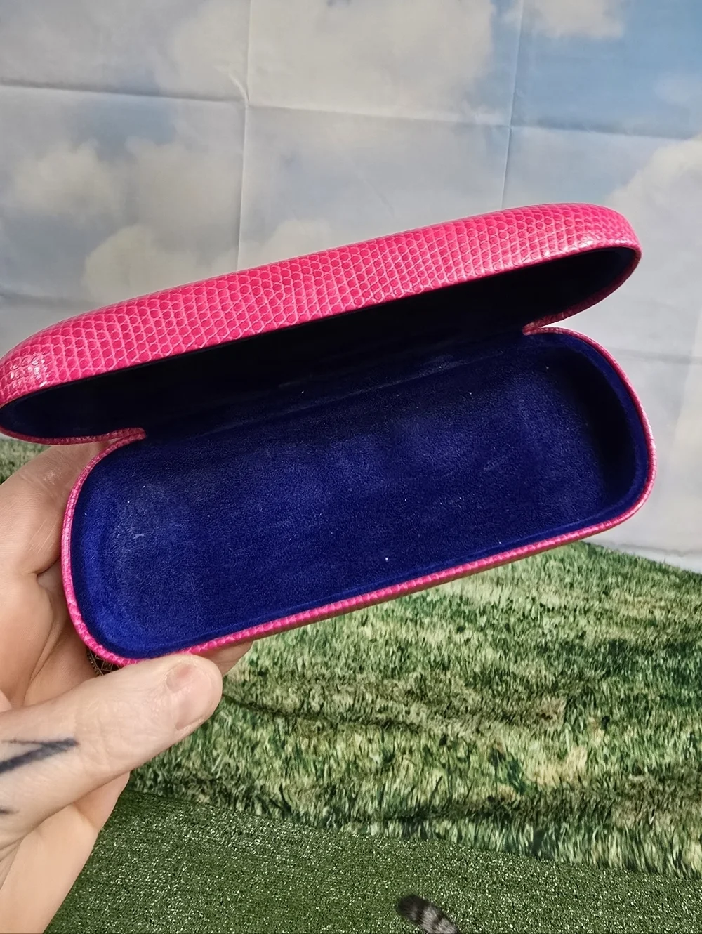 Lilly Pulitzer Hot Pink Faux Leather Snakeskin Embossed Glasses Hardcase